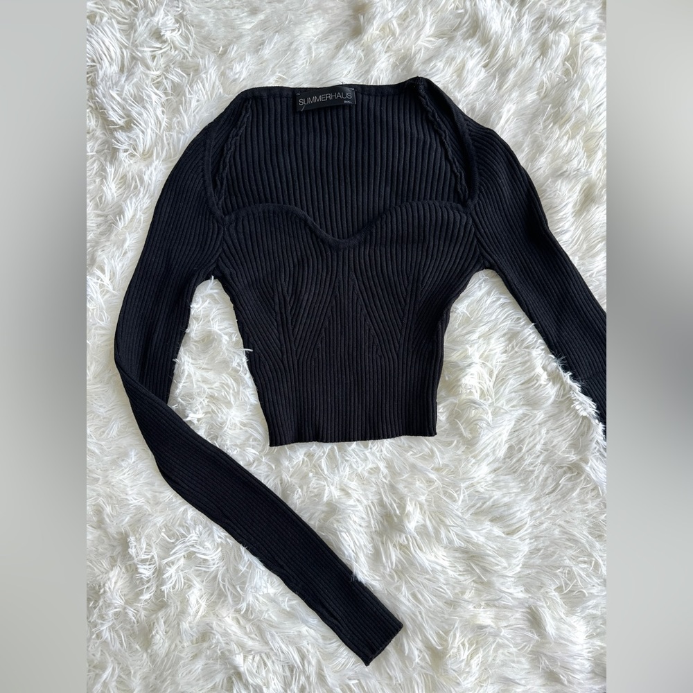 SummerHaus By Beach Bunny Cropped Knit Sweater | Black